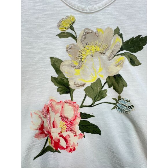 Chicos Ultimate Tee Blouse Top Womens XXL White Floral Embroidered Summer Casual - Picture 3 of 11